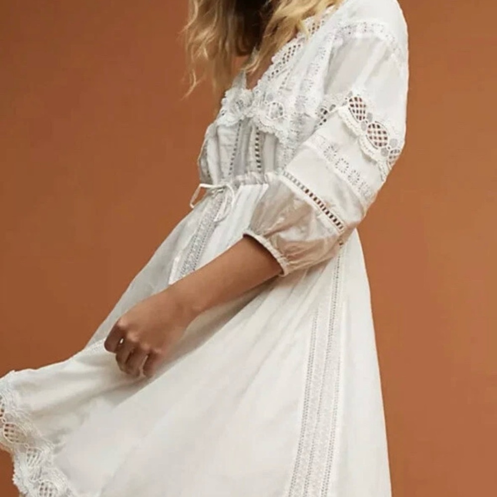 Anthropologie White High Low Dress